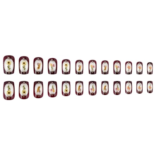 Quadratische Nägel, künstliche Nägel, zum Aufkleben, zum Aufkleben, künstliche Nägel, für Damen und Mädchen von CPAOWEHF