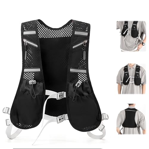6L Ultraleichte Laufweste für Damen und Herren, Multifunktionaler Laufweste, Wasserdichter Trinkrucksack mit Reflektierenden Elementen, Bewegung Westen für Laufen, Marathon, Wandern und Radfahren von CPENG
