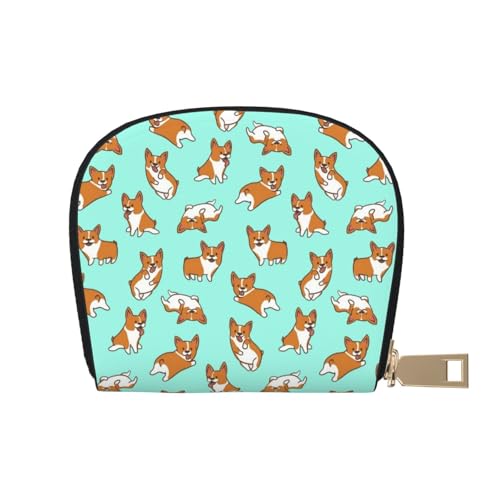 CPEOWZL Corgi Cute Dog Print Leder Shell Card Bag Small and Convenient Storage Solution, weiß, Einheitsgröße von CPEOWZL