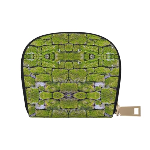 CPEOWZL Moss Stone Pavement Print Leather Shell Card Bag Small and Convenient Storage Solution, weiß, Einheitsgröße von CPEOWZL