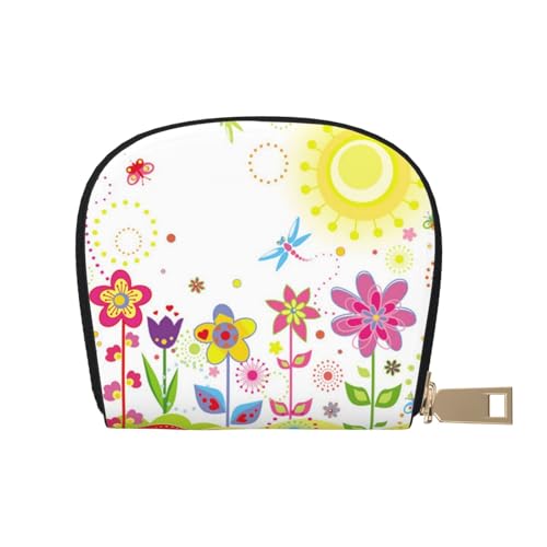 CPEOWZL Sun Butterflies Libelle Flowers Nursery Print Leather Shell Card Bag Small and Convenient Storage Solution, weiß, Einheitsgröße von CPEOWZL