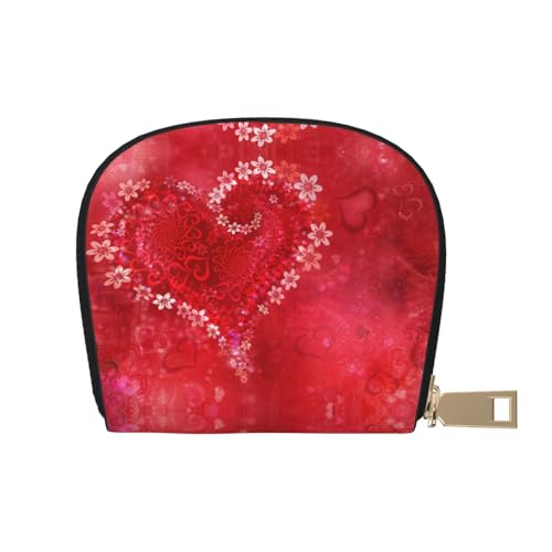 CPEOWZL Valentine Day Heart Flower Print Leder Shell Card Bag Small and Convenient Storage Solution, weiß, Einheitsgröße von CPEOWZL