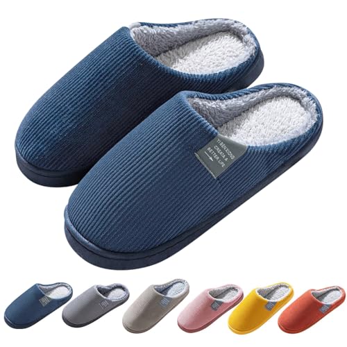 CPIDAH Hausschuhe Damen Herren Winter Plüsch Warme Hausschuhe Filzpantoffeln Rutschfeste Unisex Warm Pantoffeln Hausschlappen Frauen Bequeme Slippers Flauschige Hüttenschuhe Marineblau 44/45 EU von CPIDAH