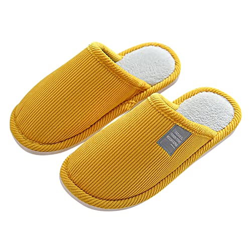 CPIDAH Hausschuhe Damen Winter, Hausschuhe Damen Winter Plüsch Pantoffeln Herren Warm Filzpantoffeln Frauen Bequeme Filzhausschuhe Filz Slippers Unisex Rutschfeste Flauschige Schlappen Gelb 36/37 EU von CPIDAH