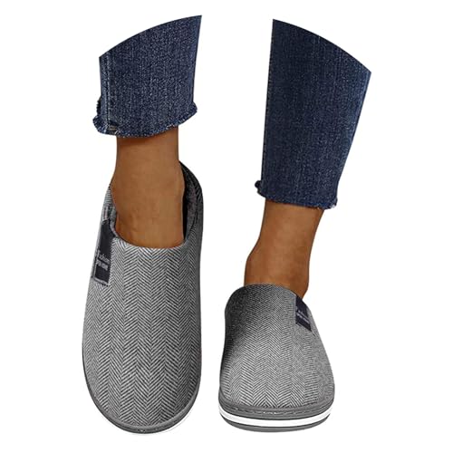 CPIDAH Hausschuhe Damen Winter Herren Weiche Leichte Pantoffeln Bequem Warme Slipper Plüsch Rutschfest Filzhausschuhe Unisex Filzpantoffeln Frauen Hüttenschuhe Hausschlappen Grau 42/43 EU von CPIDAH