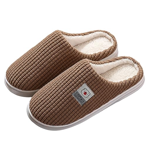 CPIDAH Hausschuhe Damen Winter Plüsch Pantoffeln Herren Warm Filzpantoffeln Frauen Bequeme Slippers Unisex Warme Hausschlappen Frauen Bequeme Slippers Flauschige Hüttenschuhe Kaffee 42/43 EU von CPIDAH