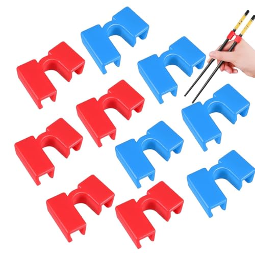 CPJJ 10 Stk Essstäbchen Helfer, Trainer für Erwachsene und Kinder, Rot und Blau von CPJJ