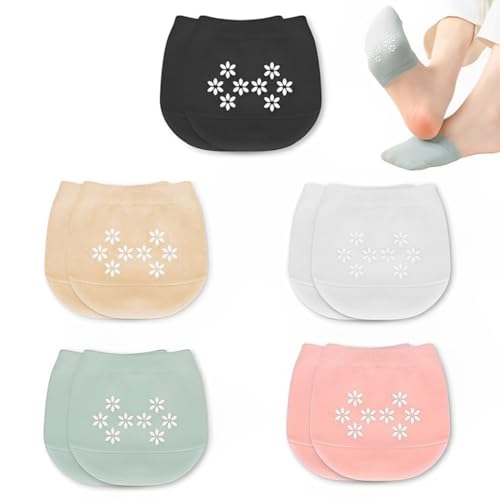 CPJJ 5 Paar Füßlinge Damen Rutschfeste Vorfußsocken Silikon Dot Unsichtbare Socken Zehensocken Damen Mädchen Ballettschuhe High Heel Socken von CPJJ