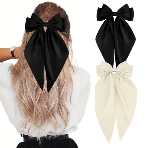 CPJJ Haarschleifen Clips, Haarklammer Schleife, Haarspange Schleife, Haarspangen mit Großer Schleife Einfarbige Haarnadel mit Schleife Haarspangen Accessoires für Mädchen Frauen, 2 Stück von CPJJ