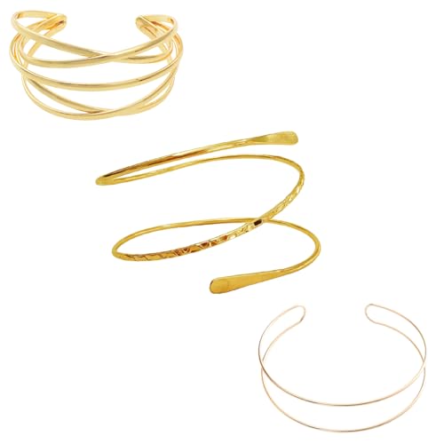 CPRNQY 3 Stück Oberarmreif Gold, Oberarmreif, Armreif Gold, Manschette Armband Geschenke für Frauen, Minimalistischer Armreif Schichtarmband Oberarmreif Offenes Armband, Armband Verstellba CPRNQY 3 Stück Oberarmreif Gold, Oberarmreif, Armreif Gold, Manschette Armband Geschenke für Frauen, Minimalistischer Armreif Schichtarmband Oberarmreif Offenes Armband, Armband Verstellba von CPRNQY