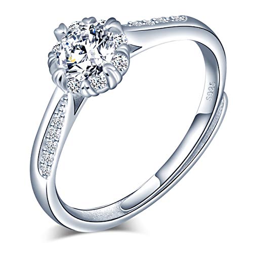 CPSLOVE 925 Sterling Silber Damen ringe, glänzendem Zirkon Ring, Einstellbare Größe, Hochzeitsring, Verlobungsring, Ring öffnen von CPSLOVE