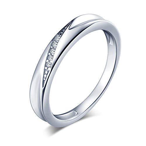 CPSLOVE 925 Sterling Silber Herren und Damen Paar klingeln, Wellenförmiger Diamant-Ehering, beste Geschenk für Valentinstag und Weihnachten Größe:53(Innendurchmesser:16.9mm) von CPSLOVE