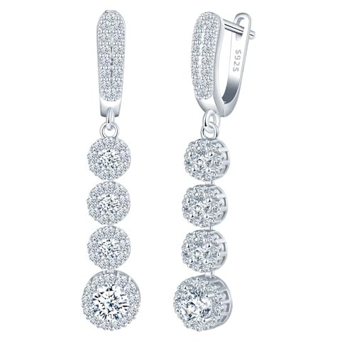 CPSLOVE Damen 925 Silber Quasten Diamant Ohrringe Luxus Zirkonia Ohrhänger Mädchen French Clasp Creolen Elegante Geschenke Party Ohrschmuck Hochzeit Ohrringe, Silber von CPSLOVE