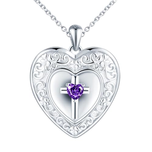 CPSLOVE Damen Mädchen Herz Fotos Halskettes Medaillons 925 Silber Ketten Kreative Kreuz mit Lila Zirkon Öffnen Anhänger Personalisierte Photo Openable Anhänger Fashion Schmuck CPSLOVE Damen Mädchen Herz Fotos Halskettes Medaillons 925 Silber Ketten Kreative Kreuz mit Lila Zirkon Öffnen Anhänger Personalisierte Photo Openable Anhänger Fashion Schmuck von CPSLOVE
