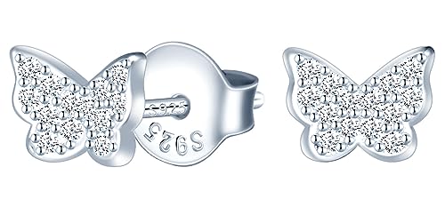 CPSLOVE Damen Kreative Schmetterling Ohrringe 925 Sterling Silber Elegante Schmetterling Ohrstecker mit Zirkon für Mädchen von CPSLOVE