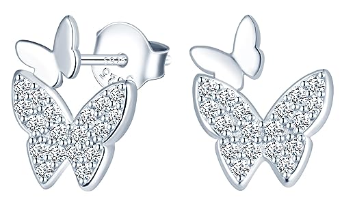 CPSLOVE Damen Kreative Schmetterling Ohrringe 925 Sterling Silber Elegante Schmetterling Ohrstecker mit Zirkon für Mädchen von CPSLOVE