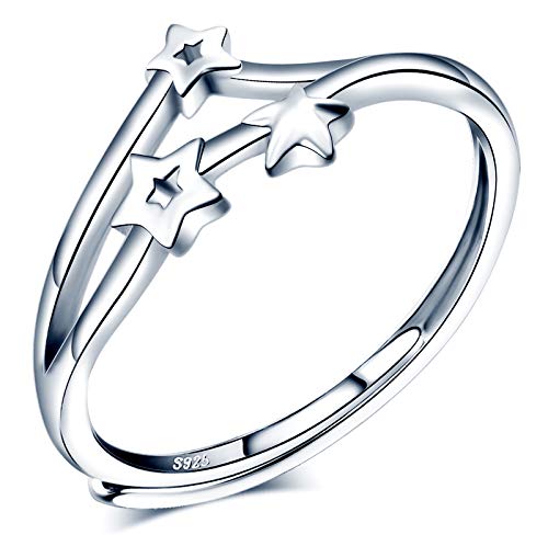 CPSLOVE Damen Mädchen Ringe, 925 Silber ringe, Eleganter Meteor ringe, Stern ringe, Ringe öffnen, Einstellbare Größe, Hochzeitsring, Verlobungsring, Geeigneter Fingerumfang: 49-57mm von CPSLOVE