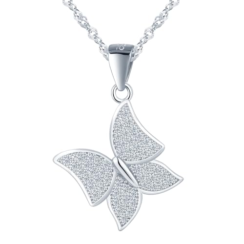 CPSLOVE Damen Schmetterling Zirkon Halskette Elegante 925 Silber Ketten Anhänger mit Singapurkette für Mädchen Fashion Schmuck, Silber CPSLOVE Damen Schmetterling Zirkon Halskette Elegante 925 Silber Ketten Anhänger mit Singapurkette für Mädchen Fashion Schmuck, Silber von CPSLOVE