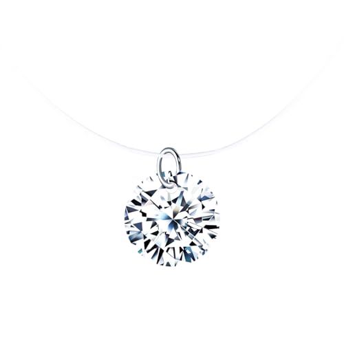 CPSLOVE Elegante Damen Mädchen Transparente Nylon-kette Solitär Halskette 925 Sterling Silber Ketten mit Anhänger Kreative Runde Zirkonia Kurze Collarbone Halskette CPSLOVE Elegante Damen Mädchen Transparente Nylon-kette Solitär Halskette 925 Sterling Silber Ketten mit Anhänger Kreative Runde Zirkonia Kurze Collarbone Halskette von CPSLOVE