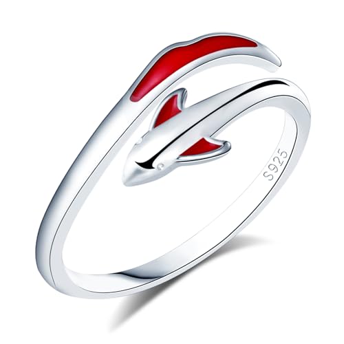 CPSLOVE Elegante Damen Silber Verstellbare Ringe 925 Sterling Silber Mädchen Kreativer Rot Koi Offener Ring CPSLOVE Elegante Damen Silber Verstellbare Ringe 925 Sterling Silber Mädchen Kreativer Rot Koi Offener Ring von CPSLOVE