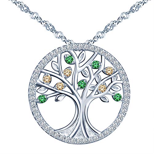 CPSLOVE Frauen Sterling Silber Hohler Baum des Lebens Halskette Anhänger, eingelegte Farbe Zirkon von CPSLOVE