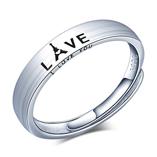 CPSLOVE Paar Ringe, 925 Sterling Silber Einstellbarer Ring öffnen, Damen ringe und Herren ringe, Eiffelturm love ehering, Größe 49 bis 64 von CPSLOVE