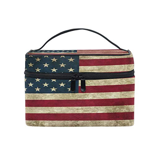 CPYang Reise-Make-up-Tasche mit USA-Flagge, tragbarer Kosmetikkoffer, Organizer, Kulturtasche, Make-up-Tasche für Frauen und Mädchen von CPYANG