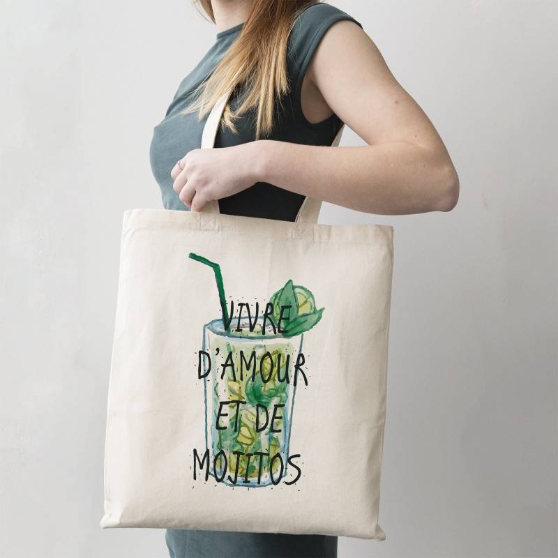 Tote Bag "Live On Love & Mojitos" - Einkaufstasche Tote Bag "Live On Love & Mojitos" - Einkaufstasche von CPersonnalisable