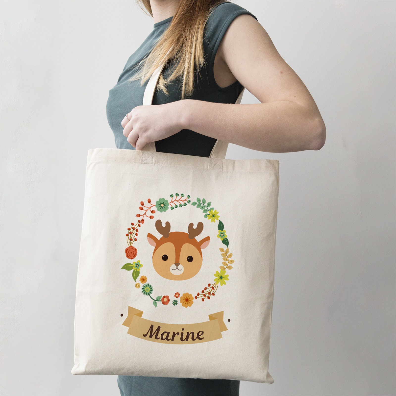 Tragetasche "Little Bambi" Zum Personalisieren - Einkaufstasche Personalisierte Tasche Kleines Reh Rehkitz Tragetasche "Little Bambi" Zum Personalisieren - Einkaufstasche Personalisierte Tasche Kleines Reh Rehkitz von CPersonnalisable