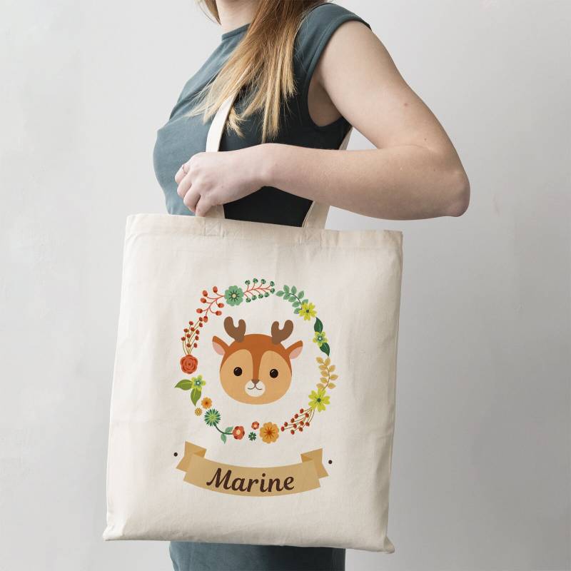 Tragetasche "Little Bambi" Zum Personalisieren - Einkaufstasche Personalisierte Tasche Kleines Reh Rehkitz Tragetasche "Little Bambi" Zum Personalisieren - Einkaufstasche Personalisierte Tasche Kleines Reh Rehkitz von CPersonnalisable