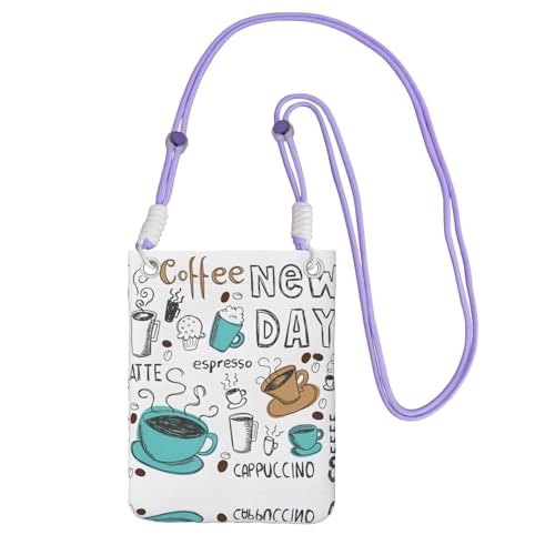 Black Carry Crossbody Geldbörse für Frauen - Universal Delicious Coffee Print Handytasche, leicht für Outdoor-Aktivitäten, violett, Einheitsgröße von CPyuqw