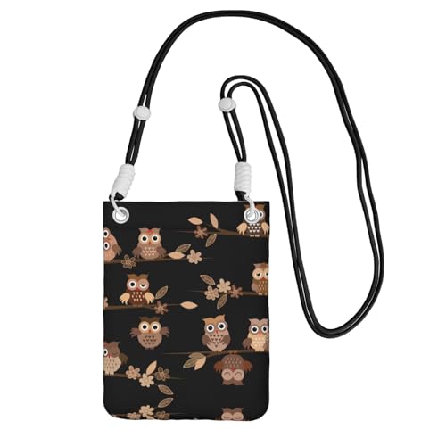 CPyuqw Black Carry Crossbody Geldbörse für Frauen - Universal Cute Brown Cartoon Eulen Druck Handy Tasche Leicht für Outdoor-Aktivitäten, Schwarz , Einheitsgröße CPyuqw Black Carry Crossbody Geldbörse für Frauen - Universal Cute Brown Cartoon Eulen Druck Handy Tasche Leicht für Outdoor-Aktivitäten, Schwarz , Einheitsgröße von CPyuqw