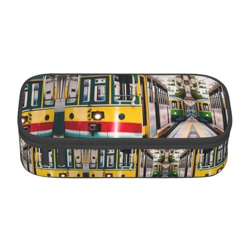 CPyuqw Federmäppchen mit Donuts-Aufdruck – Mehrzweck-Stift-Organizer, Schulbedarf, Schreibwaren, Make-up und Bürogebrauch, Lissabon Straßenbahn, Einheitsgröße, Schulranzen von CPyuqw