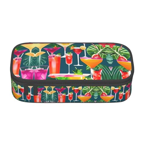 CPyuqw Federmäppchen mit Fisch- und Hai-Aufdruck – Mehrzweck-Stift-Organizer, Schulbedarf, Schreibwaren, Make-up und Bürogebrauch, Tropischer Cocktail, Einheitsgröße, Schulranzen von CPyuqw