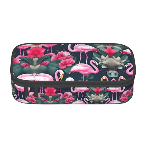 CPyuqw Federmäppchen mit Flamingo-Blumendruck, Mehrzweck-Stift-Organizer, Schulbedarf, Schreibwaren, Make-up und Bürogebrauch, Flamingo-Blumendruck., Einheitsgröße, Schulranzen von CPyuqw