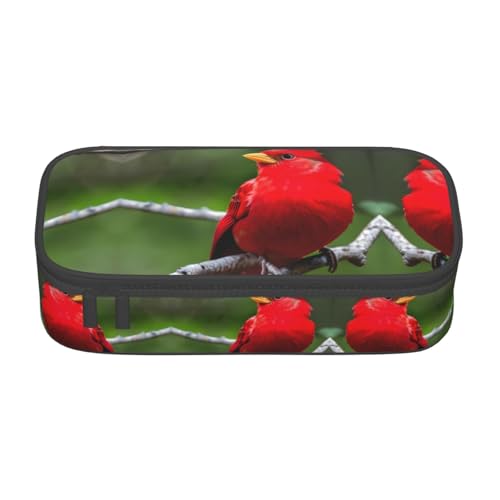 CPyuqw Federmäppchen mit Flamingo-Blumendruck, Mehrzweck-Stift-Organizer, Schulbedarf, Schreibwaren, Make-up und Bürogebrauch, Schöne rote Vögel, Einheitsgröße, Schulranzen von CPyuqw