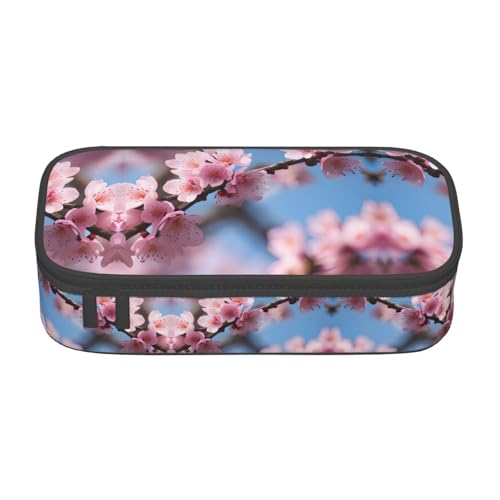 CPyuqw Federmäppchen mit Flamingo-Blumendruck, Mehrzweck-Stift-Organizer, Schulbedarf, Schreibwaren, Make-up und Bürogebrauch, Wunderschöne Kirschblüten, Einheitsgröße, Schulranzen von CPyuqw