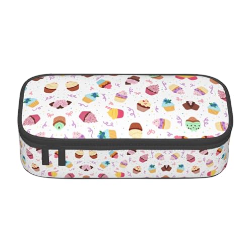 CPyuqw Federmäppchen mit Rosenblüten-Blumendruck, Mehrzweck-Stift-Organizer, Schulbedarf, Schreibwaren, Make-up und Bürogebrauch, Leckere Cupcakes, Einheitsgröße, Schulranzen von CPyuqw