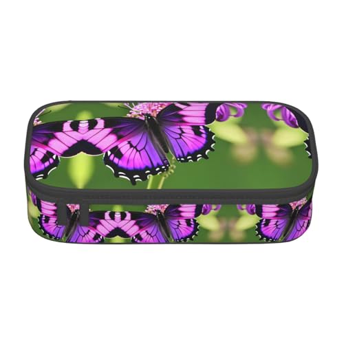 CPyuqw Federmäppchen mit Schmetterlings-Aufdruck, Mehrzweck-Stift-Organizer, Schulbedarf, Schreibwaren, Make-up und Bürogebrauch, violettfarbener schmetterling, Einheitsgröße, Schulranzen von CPyuqw