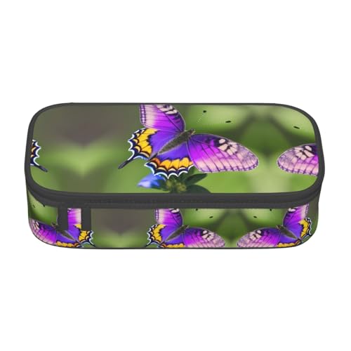CPyuqw Federmäppchen mit Schmetterlingsmuster, Mehrzweck-Stift-Organizer, Schulbedarf, Schreibwaren, Make-up und Bürogebrauch, Violettes Schmetterlingsmuster, Einheitsgröße, Schulranzen von CPyuqw