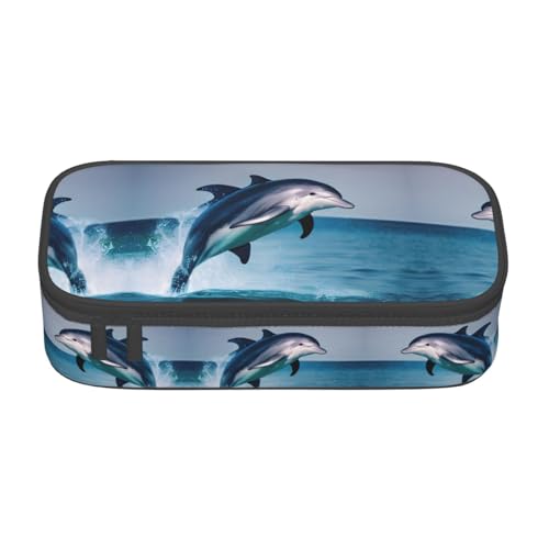 CPyuqw Federmäppchen mit Schneemann-Motiv, Mehrzweck-Stift-Organizer, Schulbedarf, Schreibwaren, Make-up und Bürogebrauch, Niedlicher Delphin, Einheitsgröße, Schulranzen von CPyuqw