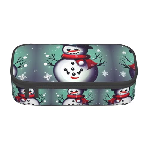 CPyuqw Federmäppchen mit Schneemann-Motiv, Mehrzweck-Stift-Organizer, Schulbedarf, Schreibwaren, Make-up und Bürogebrauch, Schneemann mit Aufschrift "Merry Christmas Day", Einheitsgröße, Schulranzen von CPyuqw