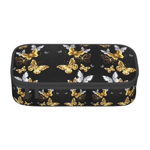 CPyuqw Federmäppchen mit Sonnenuntergängen im Flugzeug – Mehrzweck-Stift-Organizer, Schulbedarf, Schreibwaren, Make-up und Bürogebrauch, Gold, Weiß, Schmetterlinge, Schwarz, Einheitsgröße, Schulranzen von CPyuqw