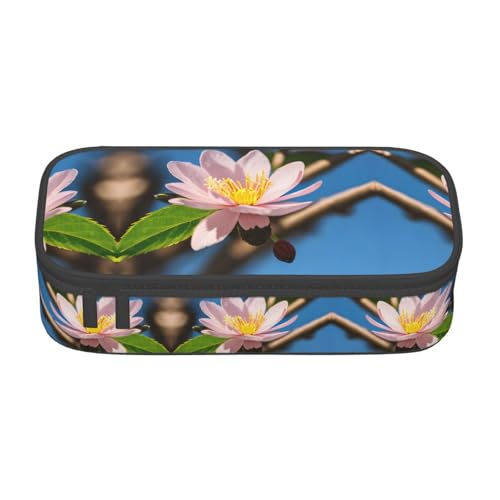 CPyuqw Federmäppchen mit Sonnenuntergängen im Flugzeug – Mehrzweck-Stift-Organizer, Schulbedarf, Schreibwaren, Make-up und Bürogebrauch, Rosa Mandelblüte, Einheitsgröße, Schulranzen von CPyuqw