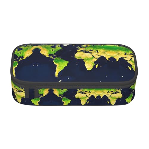 CPyuqw Federmäppchen mit Sonnenuntergängen im Flugzeug – Mehrzweck-Stift-Organizer, Schulbedarf, Schreibwaren, Make-up und Bürogebrauch, Weltkarte, Einheitsgröße, Schulranzen von CPyuqw