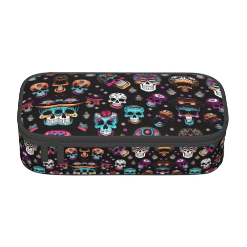 CPyuqw Federmäppchen mit Sonnenuntergängen im Flugzeug – Mehrzweck-Stift-Organizer, Schulbedarf, Schreibwaren, Make-up und Bürogebrauch, Zucker- und Totenkopf-Stil, Einheitsgröße, Schulranzen von CPyuqw