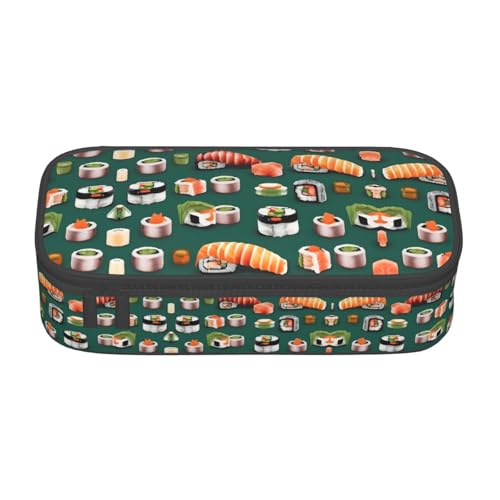 CPyuqw Federmäppchen mit Sushi-Druck – Mehrzweck-Stift-Organizer, Schulbedarf, Schreibwaren, Make-up und Bürogebrauch, Sushi-Lebensmittelmuster, Einheitsgröße, Schulranzen von CPyuqw