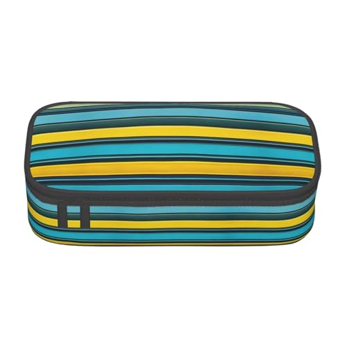 CPyuqw Federmäppchen mit Totenkopf-Motiv, Mehrzweck-Stift-Organizer, Schulbedarf, Schreibwaren, Make-up und Bürogebrauch, Gelb und Blau gestreift, Einheitsgröße, Schulranzen von CPyuqw