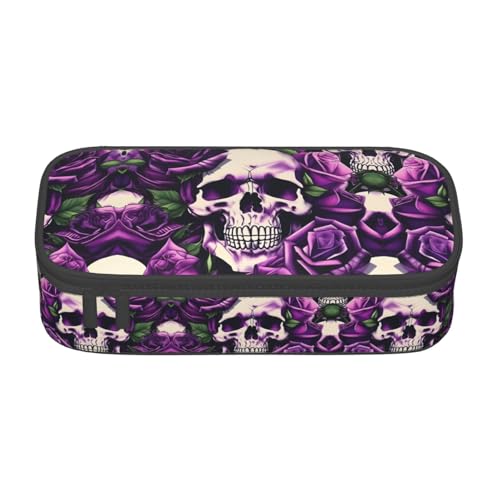 CPyuqw Federmäppchen mit Totenkopf-Motiv, Mehrzweck-Stift-Organizer, Schulbedarf, Schreibwaren, Make-up und Bürogebrauch, Viele lila Rosen Totenkopf, Einheitsgröße, Schulranzen CPyuqw Federmäppchen mit Totenkopf-Motiv, Mehrzweck-Stift-Organizer, Schulbedarf, Schreibwaren, Make-up und Bürogebrauch, Viele lila Rosen Totenkopf, Einheitsgröße, Schulranzen von CPyuqw
