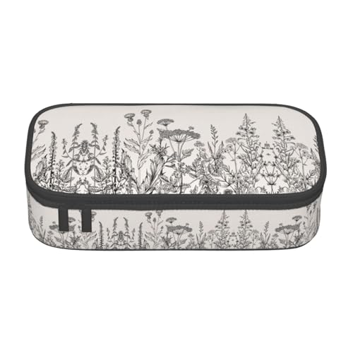 CPyuqw Federmäppchen mit amerikanischem Aufdruck "Flagge von Hawaii" – Mehrzweck-Stift-Organizer, Schulbedarf, Schreibwaren, Make-up und Bürogebrauch, Botanische Gravur von Blumenkräutern von CPyuqw